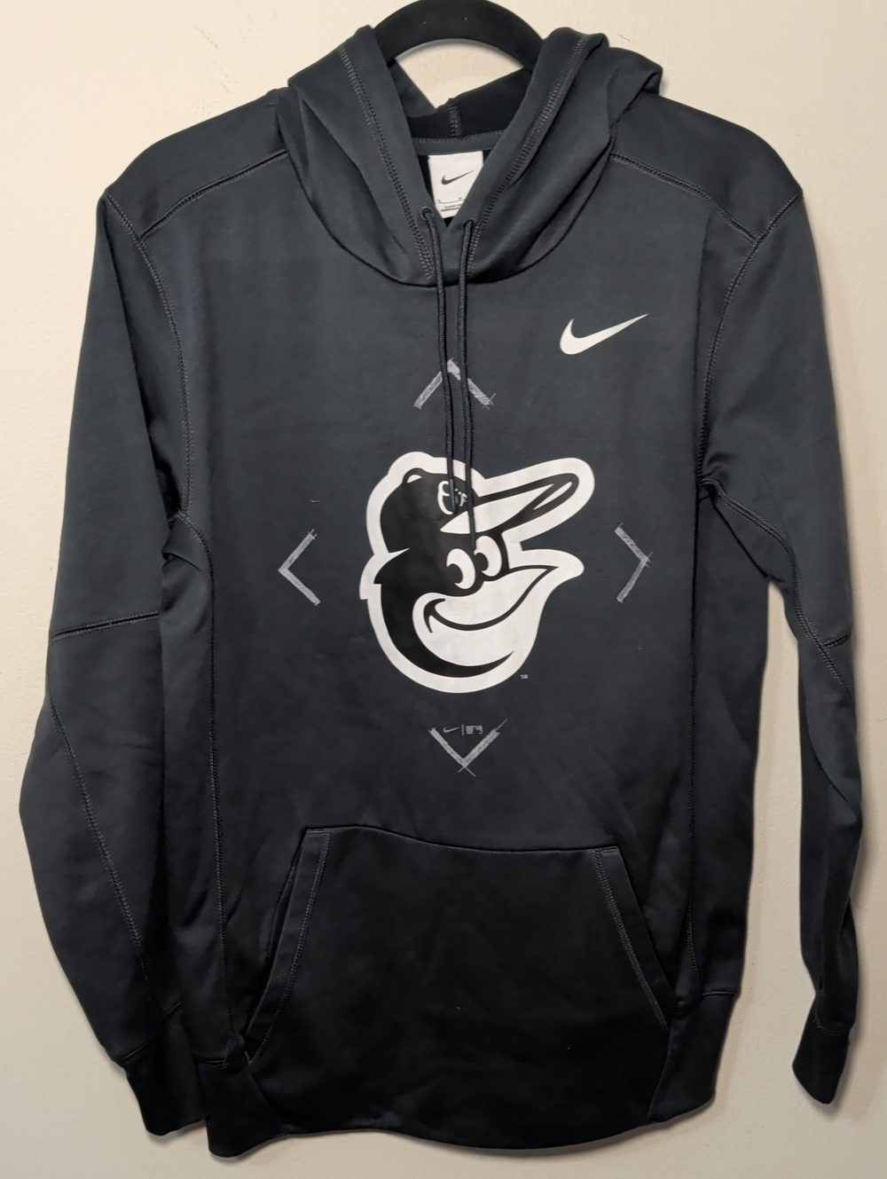Nike MLB Baltimore Orioles Hoodie Gray White Hooded Sweatshirt Men's Size S